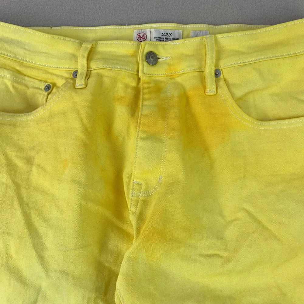 MBX Jeans Mens 36x32 Yellow Straight Leg Denim Cotton Stretch Skater Y2K